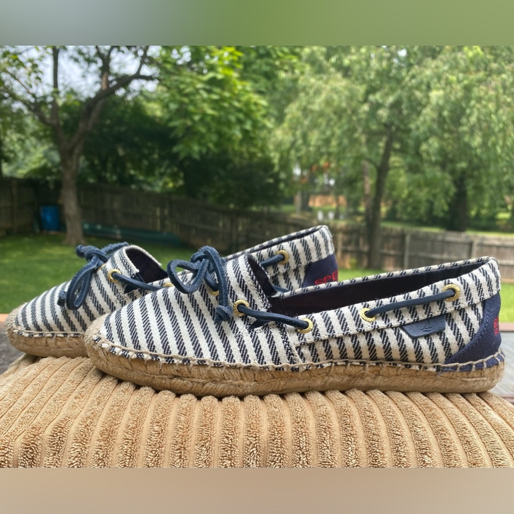 Sperry Navy and Cream Espadrilles with Jute Sole - Picture 3 of 9